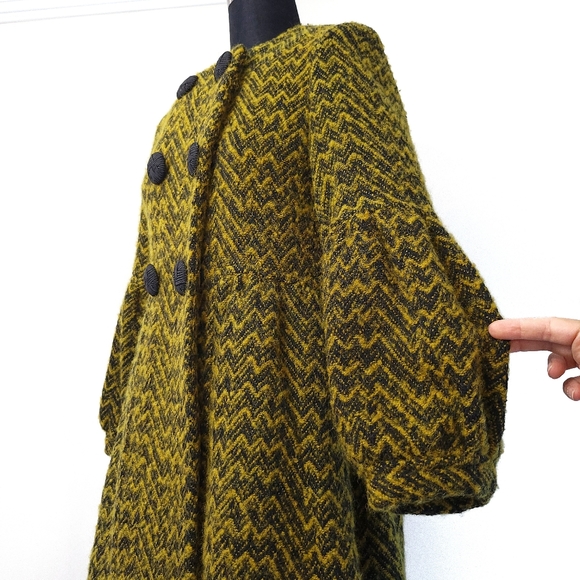 Marni Chevron Chartreuse Wool Puff Sleeve Jacket Coat - Picture 9 of 16